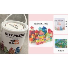 Коструктор дерев'яний на 110 деталей, у відрі 20х20х18 см