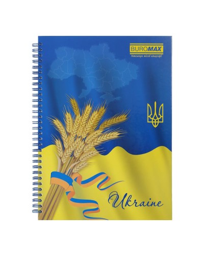 Канцелярська книга А4 на 96 аркушів у клітинку на пружині збоку з твердою ламінованою обкладинкою, ТМ Buromax