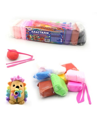 Пластилін «Супер легкий» на 12 кольорів зі стеками, ТМ J.Otten