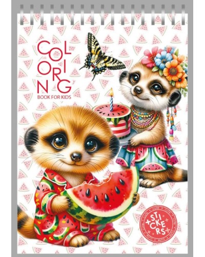 Розмальовка на 12 аркушів з наліпками на спіралі 15х21 см, ТМ Манадрин