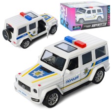 Джип «Поліція» 11,5 см металевий інерційний з гумовими колесами та дверими, що відчиняються, у коробці 15,5х8х6,5 см, АвтоСвіт