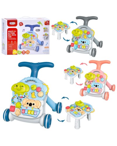 Каталка-ходунки 43,5х44х50 см 3 в 1 з ігровою панеллю-столиком 28х31х18 см з підвіскою на ліжечко, сортером, музичним піаніно та регулятором гучності, у коробці 45х13,5х37 см