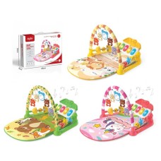 Килимок для немовлят 74х47 см музичний зі світлом, дугою з 5 підвісками, піаніно на 4 режими, на батарейці, в асортименті, у короб