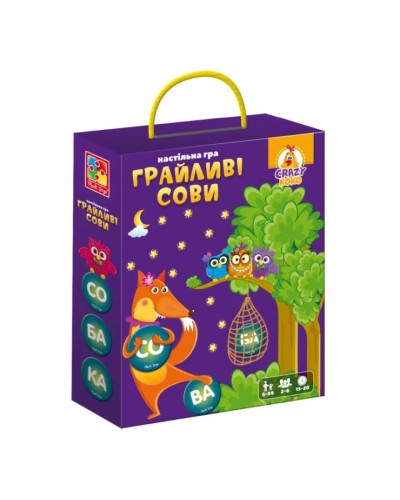 Гра настільна «Грайливі сови. Бачу слово!» з 99 фішок, у коробці 18,5х5,5х22,5 см, ТМ Vladi Toys