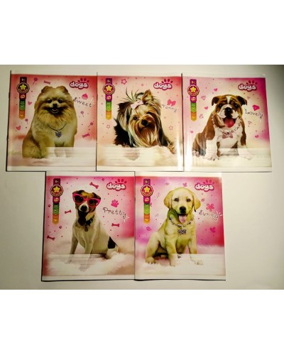 Зошит на 24 аркуші у лінію «Dogs», №5001, ТМ Gold Brisk