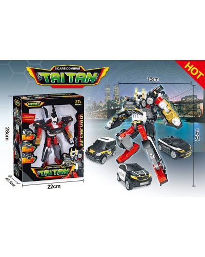 Трансформер 25х18 см з 3 машинками, у коробці 28х10,5х22 см