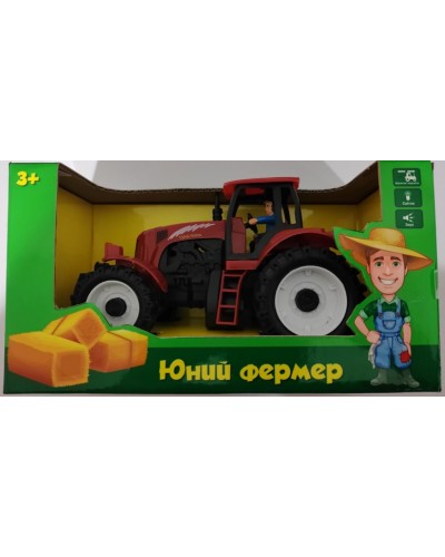 Трактор «Юний фермер» інерційний зі світлом та звуком, на батарейці, у коробці 23х11х12 см