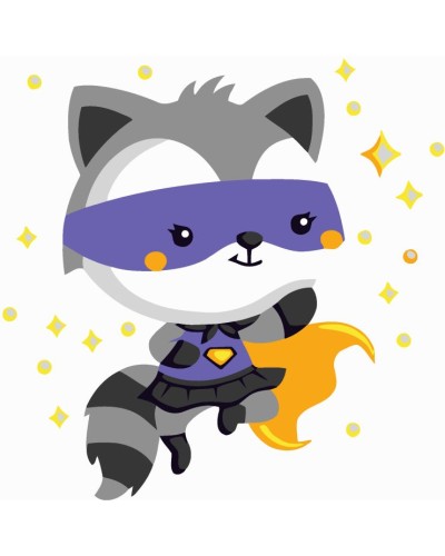 Картина за номерами «Єнот-супергерой» 20х20 см, ТМ Strateg