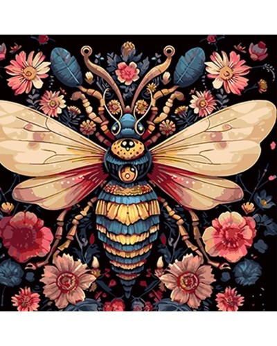 Картина за номерами «Бджола і квіткова краса» 40х40 см, ТМ Strateg