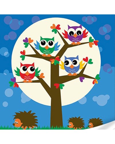 Картина за номерами «Совенята та їжачки» 30х30 см, ТМ Strateg