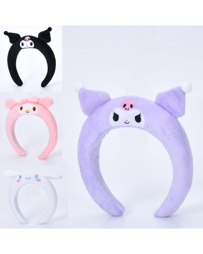 Обідок для волосся «KR» 16,5х20х4 см мплюшевий з вушками, в асортименті, у пакеті 20х17х4 см