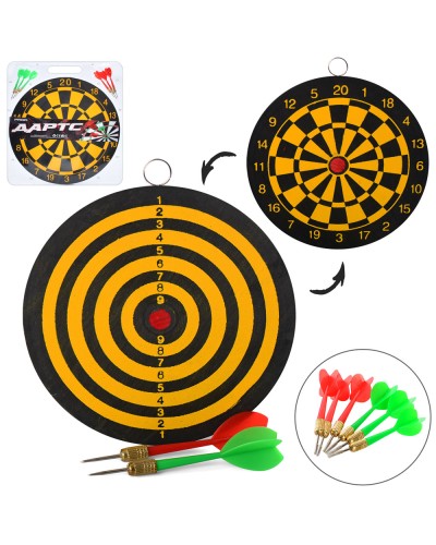Дартс: мішень 15 дюймів двостороння та 6 дротиків з голкою, під слюдою 39х43х2 см
