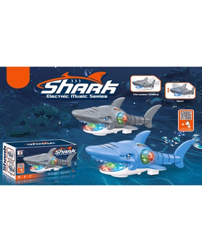 Акула музична 30 см зі світлом та рухомими деталями, їздить, на батарейці, в асортименті, у коробці 21х12х11 см