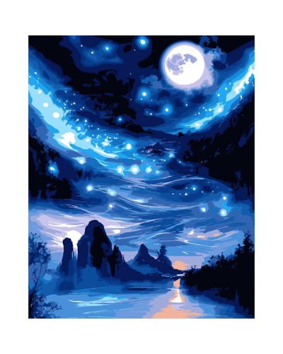 Картина за номерами «Зоряний шлях» 40х50 см з LED-підсвіткою, ТМ SANTI