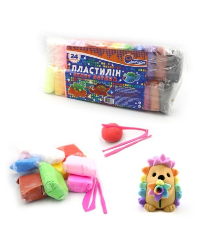 Пластилін супер легкий на 24 кольори по 12 г зі стеками, ТМ J.Otten