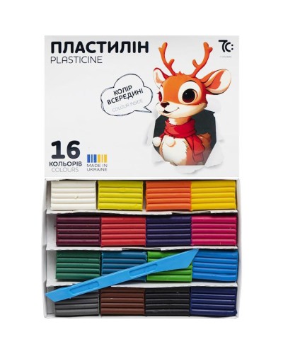 Пластилін дитячий на 16 кольорів по 8 г, Творчість