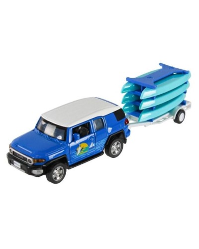 Машина «Toyota FJ» 23 см металева з причепом 1:43 з дверима що відкриваються, у коробці 28х8х6,5 см, АВТОПРОМ