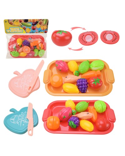Набір продуктів: овочі та фрукти на липучці з деком та ножем, у пакеті 24х39 см