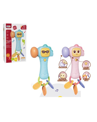 Брязкальце-прорізувач «Молоток» 23 см музичний зі звуком та світлом, на батарейці, в асортименті, у коробці 11,5х19х5,5 см