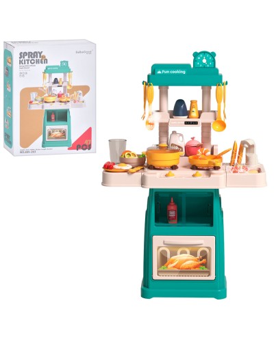 Дитяча кухня 44,4х20,8х66 см на 47 предметів зі світлом, звуком та паром: плита ,духовка, мийка з водою, посудом та продуктами, на батарейці, у коробці 34,5х45,5х13,5 см