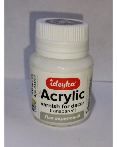 Лак акриловий глянцевий 20 мл, ТМ Ідейка