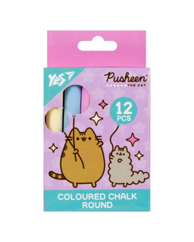 Крейда кольорова «Pusheen» кругла 12 шт на 6 кольорів, ТМ Yes