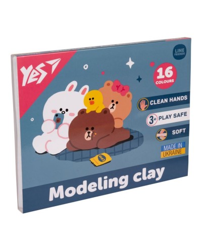 Пластилін «Line Friends» зі стеком на 16 кольорів, 320 г, ТМ Yes