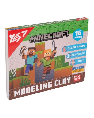 Пластилін «Minecraft» на 16 кольорів зі стеком, 320 г, ТМ Yes