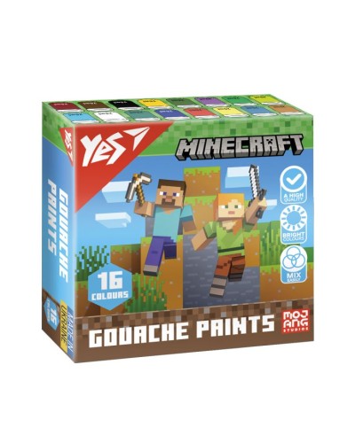 Фарби гуашеві «Minecraft» на 16 кольорів по 20 мл, ТМ Yes