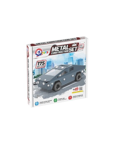 Конструктор металевий «Машина» зі 175 дталей, у коробці 19х19х4 см, ТМ Технок