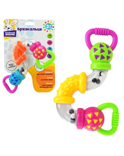 Брязкальце «Сонячний зайчик» 23х8х3,5 см зі звуком, згинається, в асортименті, у пакеті 15х20,5 см