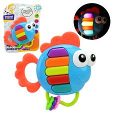 Брязкальце-гризунок «Сонячний зайчик» 14х13,5х3 см музичне зі світлом, звуком та клавішами, на батарейці, у пакеті 20х14,5х3 см