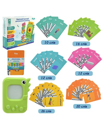 Планшет навчальний «Англійська мова» музичний зі світлом та звуком на 96 учбових карток з 6 тем, у коробці 15,5х12,3х3,2 см