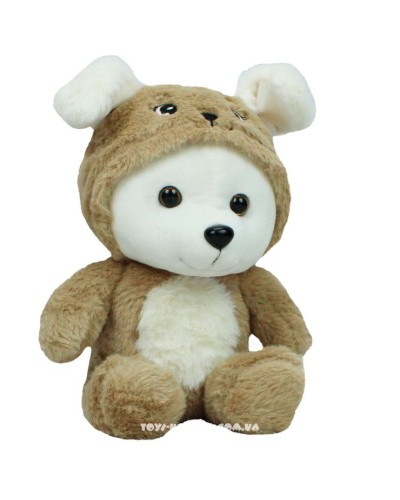 М`яка іграшка «Ведмедик-песик у капюшоні» 23х16х13 см, ПП Копиця