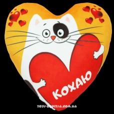 М`яка іграшка «Подушка Серце Закохане кошеня» 30х29 см, ПП Копиця