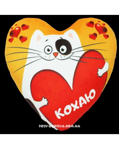 М`яка іграшка «Подушка Серце Закохане кошеня» 30х29 см, ПП Копиця