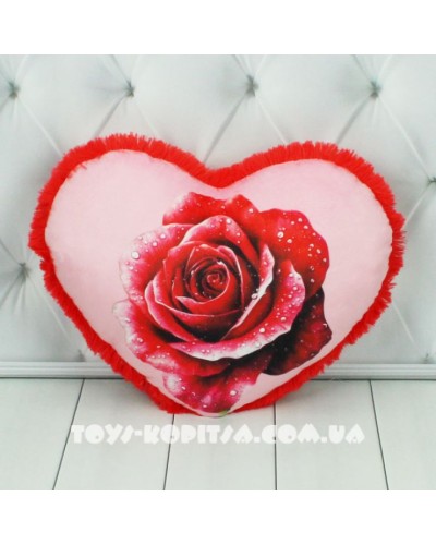 М`яка іграшка «Подушка Серце Вітальне Троянда 1» 35х40 см, ПП Копиця