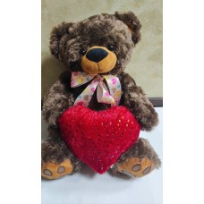М`яка іграшка «Ведмедик Бублик 01/7 з серцем» коричневий музичний, ПП Копиця