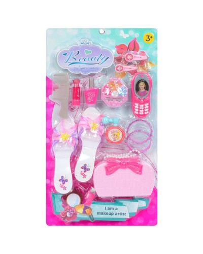 Набір аксесуарів: туфельки, гребінець, дзеркало, сумочка, телефон зі звуком на батарейці, 2 браслети, на планшетці 51х29х5 см