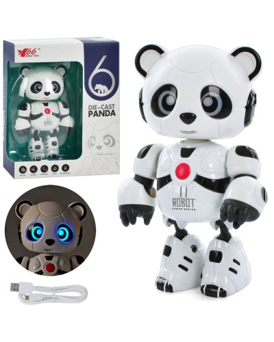 Інтерактивна іграшка «Панда» 13 см зі звуком та світлом, повторює та записує, USB на акумуляторі у коробці 18х14х7см