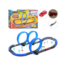 Трек з 57 деталей: машинка, дерева, знаки, на акумуляторі, в коробці 42х27х6,5 см