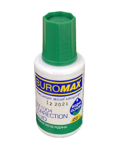 Коректор з пензликом 20 мл на водній основі, ТМ Buromax
