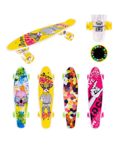 Пенні борд 55х14,5 см з колесами PU, що світяться, в асортименті у плівці