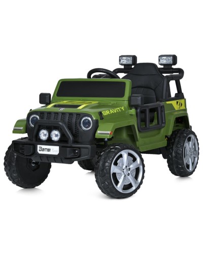 Машина «Джип» 2,4G на акумуляторі 12V 7AH 2 мотори 40W з музикою, світлом, MP3 та пультом, шкіряне сидіння, колеса EVA, хакі