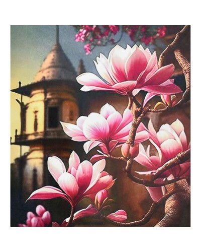 Набір з алмазною мозаїкою «Сакура на фоні китайської пагоди» 30х40 см, ТМ Strateg