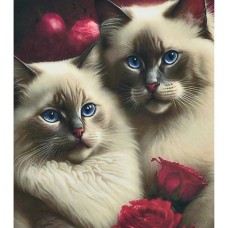 Набір з алмазною мозаїкою «Котики в розах» 30х40 см, ТМ Strateg