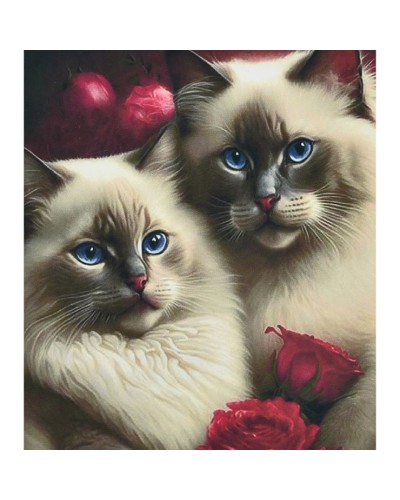 Набір з алмазною мозаїкою «Котики в розах» 30х40 см, ТМ Strateg