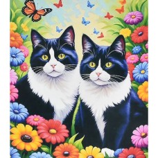 Набір з алмазною мозаїкою «Коти серед кольорів» 40х50 см, ТМ Strateg