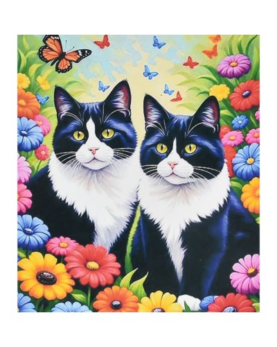 Набір з алмазною мозаїкою «Коти серед кольорів» 40х50 см, ТМ Strateg