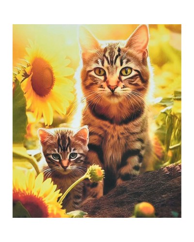Набір з алмазною мозаїкою «Мама і котик серед соняхів» 40х50 см, ТМ Strateg
